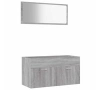 mtlskopl Lot de 2 meubles de salle de bain gris Sonoma 90 cm - Avec miroir - Montage mural - Design moderne pour petites salles de bains et WC d'invités