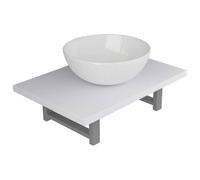 mtlskopl Lot de 2 meubles de salle de bain - Lavabo en céramique - Blanc - 60 x 40 cm - Étagère murale en bois avec cadre en métal - Design moderne - Robuste et durable - Pour petites salles de bains