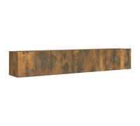 mtlskopl Lot de 2 meubles TV flottants, meuble bas moderne suspendu, meuble TV suspendu en bois de chêne fumé, meuble TV minimaliste pour le salon, 100 cm et 80 cm