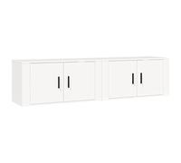 mtlskopl Lot de 2 Meubles TV Muraux Blancs, Meuble Télévision Suspendu Modernes en Bois d'Ingénierie, Buffet Bas avec Porte pour Rangement Salon, 80 x 34,5 x 40 cm