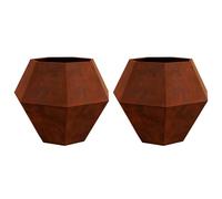 mtlskopl Lot de 2 pots de fleurs, 100 x 100 x 80 cm, aspect rouille, en acier Corten résistant aux intempéries, pour jardin, terrasse et balcon, montage facile