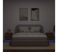 mtlskopl Lot de 2 tables de chevet avec éclairage LED RVB - 45 x 40 x 55 cm - En bois de chêne marron - Design moderne avec 2 tiroirs - Pour chambre à coucher, lit à sommier tapissier, table d'appoint