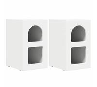 mtlskopl Lot de 2 tables de chevet blanches - 29,5 x 33,5 x 50 cm - Table d'appoint en bois avec 4 étagères - Console de chevet étroite pour chambre à coucher - Moderne et peu encombrant