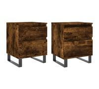 mtlskopl Lot de 2 Tables de Chevet Coloris Chêne Fumé 40x35x50 cm, Table de Nuit Moderne en Bois d'Ingénierie et Pieds en Métal avec Tiroir et Porte pour Chambre