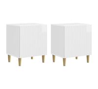 mtlskopl Lot de 2 tables de chevet en blanc brillant, table d'appoint avec porte et compartiment, console de chevet moderne au design vintage, 43 x 34,5 x 50 cm, meubles de chambre en bois