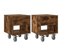 mtlskopl Lot de 2 tables de chevet en chêne fumé - Table d'appoint moderne en bois - Console de chevet rectangulaire avec surface de rangement - 40,5 x 40 x 48 cm - Pour chambre à coucher et salon