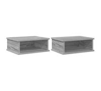 mtlskopl Lot de 2 tables de chevet modernes - Sonoma gris - Table de rangement compacte pour chambre à coucher - Console de chevet rectangulaire en bois - 40 x 31 x 15 cm