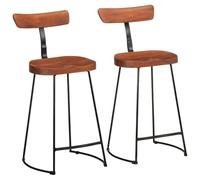 mtlskopl Lot de 2 tabourets de bar Mango en bois massif et fer - 49 x 43 x 88 cm - Tabouret de cuisine avec dossier et repose-pieds - Design industriel moderne - Pour cuisine et salle à manger