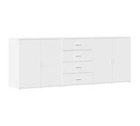 mtlskopl Lot de 3 Buffets Blancs en Bois d'ingénierie, Meuble de Rangement Design pour Salon et Entrée, Bahut Bas Moderne avec Portes, Enfilade pour Livres et Déco