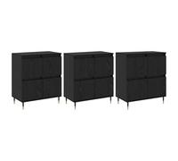 mtlskopl Lot de 3 Cabinets de Rangement en Bois d'Ingénierie, Meuble Bas de Salon avec 4 Portes, Buffet Moderne pour Salle à Manger et Chambre, Chêne Noir, 60 x 35 x 70 cm