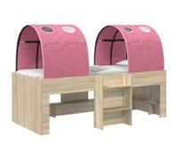 mtlskopl Lot de 3 cadres de lit surélevés modernes en chêne Sonoma et rose avec tunnel pour chambre d'adolescent et chambre à coucher 193 x 111 x 68,5 cm