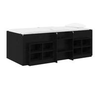 mtlskopl Lot de 3 lits superposés avec armoire - Cadre de lit noir - En bois - Lit mezzanine avec sommier à lattes et échelle - Pour adultes et adolescents - 203 x 119,5 x 68,5 cm