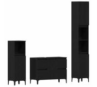 mtlskopl Lot de 3 meubles de salle de bain - Montage mural - Chêne noir - 30 x 30 x 180 cm (L x l x H) - Meuble de rangement pour petites salles de bain - Design moderne avec matériau en bois et métal