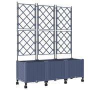mtlskopl Lot de 3 pots de fleurs avec treillis et roulettes, jardinière surélevée avec treillis en plastique polypropylène pour terrasse et jardin, grand bac à fleurs avec trous de drainage, 120 x 40