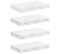 mtlskopl Lot de 4 Étagères Murales Flottantes en Bois d'Ingénierie Aspect Marbre Blanc, Étagère Suspendue Décorative pour Salon, Cuisine et Bureau, 40 x 23,5 x 4 cm