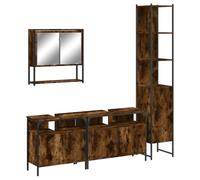 mtlskopl Lot de 4 meubles de salle de bain en bois fumé - 60/80 x 30/33 x 60/185,5 cm - Design moderne avec meuble sous-lavabo - Armoire murale à miroir - Peu encombrant - Pour petites salles de bain