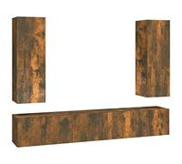mtlskopl Lot de 5 meubles TV flottants en chêne fumé - Meuble TV moderne pour montage mural - Meuble TV suspendu pour salon - Console TV avec beaucoup d'espace de rangement
