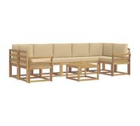 mtlskopl Lot de 6 canapés d'extérieur modulables en bois d'acacia, salon moderne pour jardin, terrasse et piscine, coin salon en bois robuste avec cadre à lattes, marron