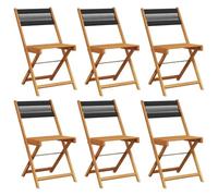 mtlskopl Lot de 6 chaises de jardin pliantes en bois d'acacia massif, noires, 41 x 52,5 x 80 cm, robustes, design moderne, pour jardin, terrasse, balcon et camping