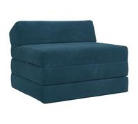 mtlskopl Matelas pliant, canapé-lit pliable, 200 x 70 x 10 cm, matelas d'invité 2 en 1 et fauteuil de sol en velours, canapé pliant confortable avec rembourrage en mousse et housse amovible, bleu