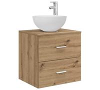 mtlskopl Meuble de lavabo avec lavabo, meuble de lavabo suspendu mural, 49,5 x 35 x 63 cm, meuble de salle de bain en chêne Artisan avec 2 tiroirs pour salle de bain moderne