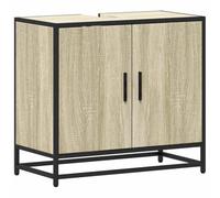 mtlskopl Meuble de lavabo - Chêne Sonoma - 65 x 33 x 60 cm - Matériau du bois - Métal - Rétro - Avec grand espace de rangement pour petites salles de bain
