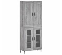 mtlskopl Meuble haut gris Sonoma 69,5 x 34 x 180 cm, armoire avec dessus et buffet, armoire de salon moderne en bois et fer, beaucoup d'espace de rangement
