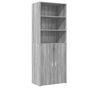 mtlskopl Meuble haut gris sonoma 70 x 42,5 x 185 cm, armoire en bois avec portes et compartiments ouverts, armoire polyvalente stable pour salon, couloir et chambre à coucher