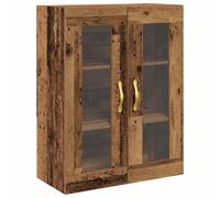 mtlskopl Meuble Mural de Salon, Vitrine Suspendue en Bois d'Ingénierie avec 2 Portes en Verre, Armoire Haute de Rangement pour Séjour, Coloris Bois Ancien, 69,5 x 34 x 90 cm