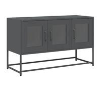 mtlskopl Meuble TV Anthracite 100,5x39x60,5 cm en Acier Laminé à Froid, Banc TV Industriel avec Poignées et Pieds en Métal, Buffet de Rangement Bas pour Salon et Entrée