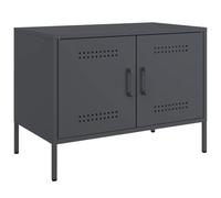 mtlskopl Meuble TV Anthracite 68x39x50,5 cm en Acier Robuste, Buffet de Salon Style Industriel avec 2 Compartiments de Rangement, Petit Support Multimédia pour Chambre