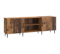mtlskopl Meuble TV bas 150 cm vintage aspect bois vieilli buffet moderne avec pieds en métal et espace de rangement pour salon 150 x 31 x 50 cm