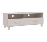 mtlskopl Meuble TV en Bois Massif de Pin Blanc 106x40x40 cm, Table Basse de Télévision avec 2 Tiroirs et 2 Compartiments, Buffet Bas de Salon Multimédia, Gamme HAMAR