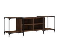 mtlskopl Meuble TV Extensible en Bois d'Ingénierie et Métal, Console Télévision Réglable avec Étagères, Banc TV Style Industriel pour Salon, Chêne Marron, (89-153) x 37 x 50 cm