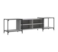 mtlskopl Meuble TV Extensible en Bois d'Ingénierie et Métal, Console TV Industrielle Réglable pour Salon, Banc TV Moderne avec Étagères de Rangement, Sonoma Gris, (108-203) x 37 x 50 cm