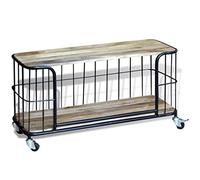 mtlskopl Meuble TV Industriel en Bois de Manguier Massif et Fer, Banc TV de Salon avec 4 roulettes, Buffet Bas Vintage avec Étagère de Rangement pour Chambre, 100 x 40 x 45 cm