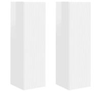 mtlskopl Meuble TV Mural 2 pcs Blanc Brillant 30 x 31 x 100 cm, Meuble Suspendu en Bois d'Ingénierie avec 2 Portes et 6 Étagères, Armoire Murale Gain de Place pour Séjour
