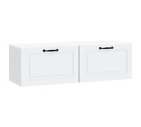 mtlskopl Meuble TV Mural Blanc 98x31x30 cm, Banc TV Suspendu en Bois d'Ingénierie pour Salon Moderne, Console Média avec 2 Portes pour Box Internet et Accessoires