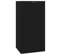 mtlskopl Meuble TV Mural Noir 40x34,5x80 cm Armoire Multimédia Suspendue en Bois d'Ingénierie avec 3 Compartiments et Porte Réversible pour Salon Chambre Entrée