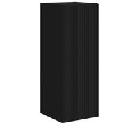 mtlskopl Meuble TV Mural Suspendu Noir 30 x 31 x 80 cm en Bois d'Ingénierie, Colonne de Rangement pour Salon et Chambre, Petit Meuble avec Porte Pivotante et 3 Etagères