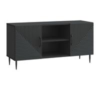 mtlskopl Meuble TV Noir 102 x 34,5 x 50 cm en Bois d'Ingénierie, Buffet Bas Vintage de Salon avec Pieds Métalliques, Support de Télévision avec Portes et Étagère de Rangement