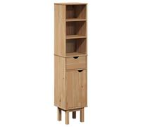 mtlskopl OTTA Armoire de salle de bain 35 x 30 x 159 cm en pin massif | Armoire de salle de bain haute avec porte et tiroir | Armoire haute rustique et étagère de salle de bain pour la salle de bain