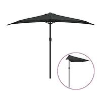 mtlskopl Parasol de Balcon Demi-Rond Aluminium Manivelle Noir 300x155cm | Design demi-lune idéal pour optimiser l'espace sur terrasse et balcon, mât robuste 38 mm et maniement facile par manivelle.