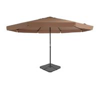 mtlskopl Parasol de Jardin 5m avec Pied Lestable Aluminium Taupe | Ombrage géant pour terrasse et jardin avec manivelle fluide et socle modulable à remplir d'eau ou de sable.