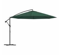 mtlskopl Parasol de Jardin Déporté 3,5m Vert Aluminium avec Manivelle | Protection solaire efficace et ombrage orientable pour votre terrasse ou jardin grâce à la structure suspendue.