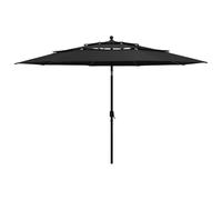 mtlskopl Parasol de Jardin Droit à 3 Niveaux Diamètre 350 cm Parasol Inclinable avec Mât en Aluminium 48 mm et 8 Baleines Toile Polyester pour Terrasse Balcon Cour Hauteur 260 cm