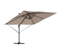 mtlskopl Parasol Déporté Roma Rectangulaire 286 x 284 x 265 cm, Parasol de Jardin Inclinable et Rotatif à 360° avec Manivelle, Structure en Aluminium et Toile Polyester, Couleur Taupe
