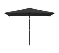mtlskopl Parasol Rectangulaire Jardin Terrasse Mât Acier 300x200 cm Noir | Toile en polyester durable avec manivelle et inclinaison pour jardin, patio et balcon.