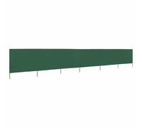 mtlskopl Paravent Pliable 6 Panneaux Textile et Bois 800x80 cm Vert | Abri brise-vent pliable pour jardin, camping et terrasse. Structure en textile non tissé avec 7 poteaux en bois.