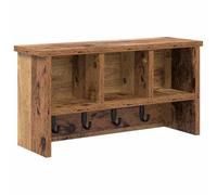 mtlskopl Porte-Manteau Mural avec 3 Étagères et Crochets, Vestiaire d'Entrée en Bois d'Ingénierie pour Couloir et Foyer, Style Moderne, Bois Ancien, 50 x 16 x 26 cm
